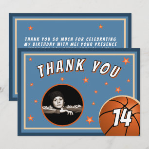 Cartão De Agradecimento Foto de Aniversário de Esportes de Basquete Bola