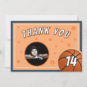 Cartão De Agradecimento Foto de Aniversário de Esportes de Basquete Bola