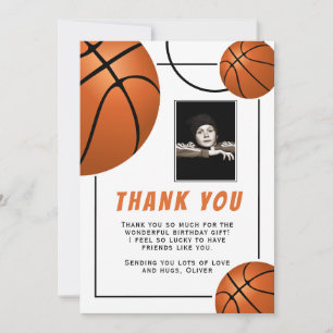 Cartão De Agradecimento Foto de Aniversário de Esportes de Basquete Bola 