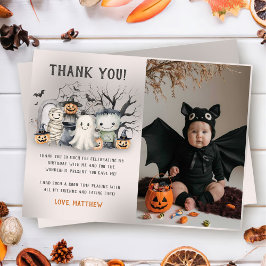 Cartão De Agradecimento Foto de aniversário de Halloween para crianças Esp