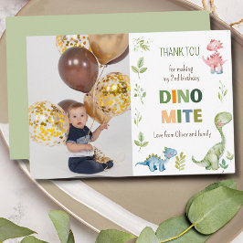Cartão De Agradecimento Foto de aniversário Dino-mite 