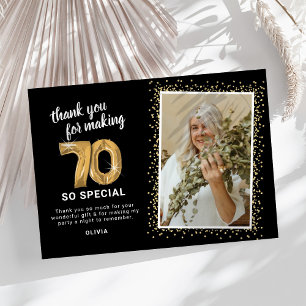 Cartão De Agradecimento Foto de Aniversário do 70 Moderno