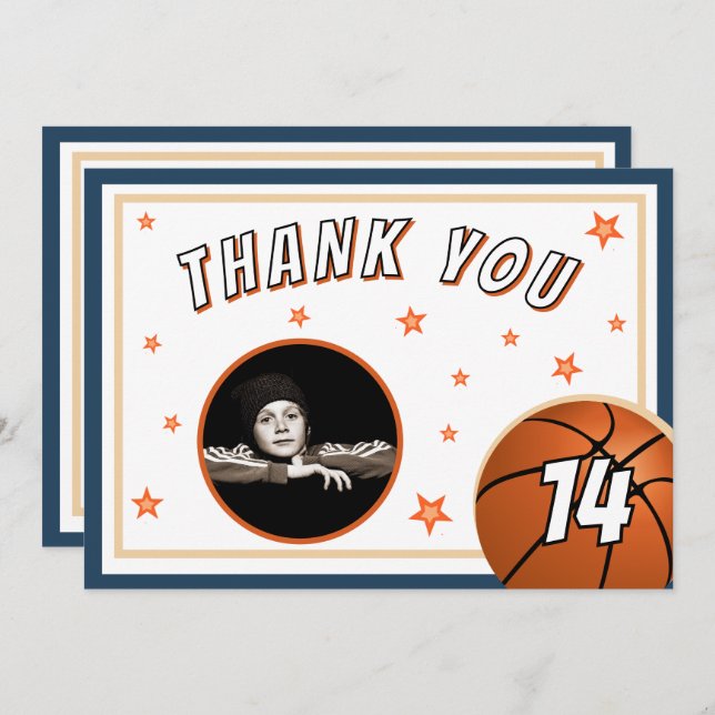 Cartão De Agradecimento Foto de Aniversário do Ball Sports (Frente/Verso)