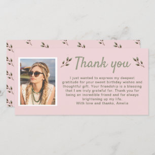 Cartão De Agradecimento Foto de Aniversário do Modern Twigs