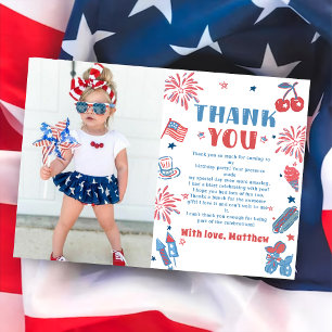 Cartão De Agradecimento Foto De Aniversário Do Pequeno Firecracker No Dia 