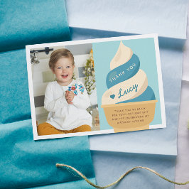 Cartão De Agradecimento Foto de Aniversário Infantil com Sorvete de Bluebe