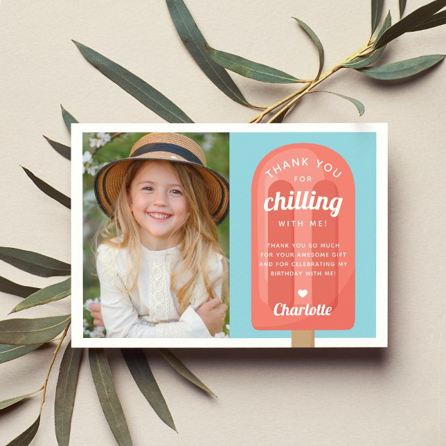 Cartão De Agradecimento Foto de aniversário infantil de Picolé de Verão (Criador carregado)