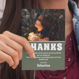 Cartão De Agradecimento Foto de Aniversário para Crianças Modernas   Cartõ