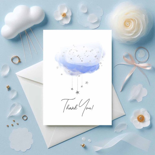 Cartão De Agradecimento Foto de Aquarela da Nuvem 9 Eetal (Ethereal Cloud 9 Watercolor Photo Thank You Card)
