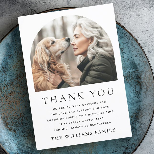 Cartão De Agradecimento Foto de arco elegante simpatia funeral (Elegant arch photo funeral sympathy thank you card)