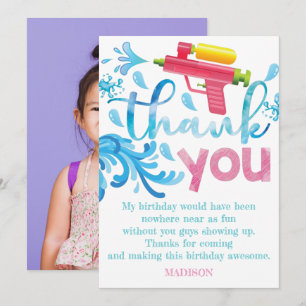 Cartão De Agradecimento Foto de Arma de Água Aniversário de Verão