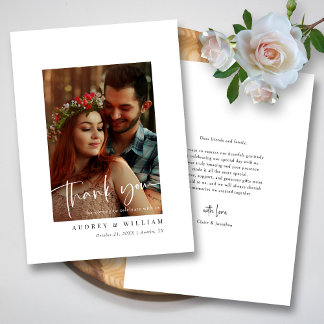 Cartão De Agradecimento Foto de assinatura branca e preta elegante