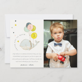 Cartão De Agradecimento Foto de Baleia de Balão Subaquático Fofa para Aniv