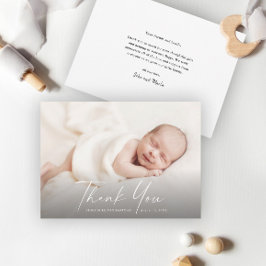 Cartão De Agradecimento Foto de Bebê com Letra Moderna