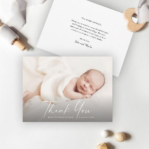 Cartão De Agradecimento Foto de Bebê com Letra Moderna
