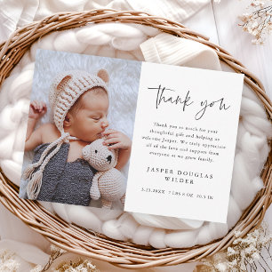 Cartão De Agradecimento Foto de Bebê com Letra Simples