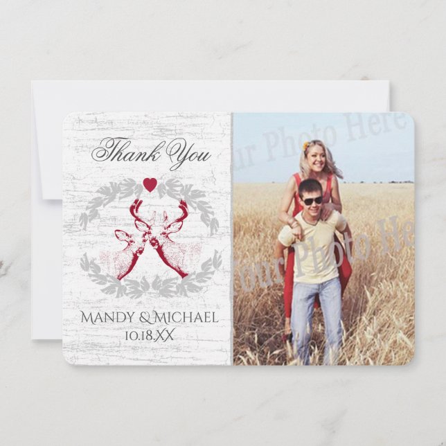 Cartão De Agradecimento Foto de Buck and Doe Birch Obrigado (Frente)