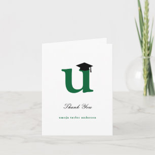 Cartão De Agradecimento Foto de Capelo de Graduação Clássico Monograma U M
