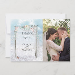 Cartão De Agradecimento Foto de Casamento | Arborgem Elegante de Madeira F