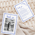 Cartão De Agradecimento Foto De Casamento Azul Francês Desenhado À Mão<br><div class="desc">Foto de Casamento Azul Francês Desenhada Foto de Obrigado Cartões</div>