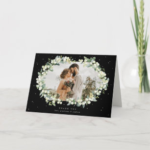 Cartão De Agradecimento Foto de casamento Black Snowberry+Eucalyptus
