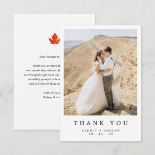 Cartão De Agradecimento Foto de Casamento Boho Minimalista Chic