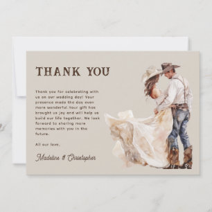 Cartão De Agradecimento Foto de Casamento Boho Western Ranch