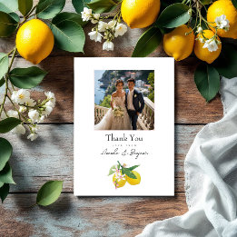 Cartão De Agradecimento Foto De Casamento Botânico Elegante Lemon