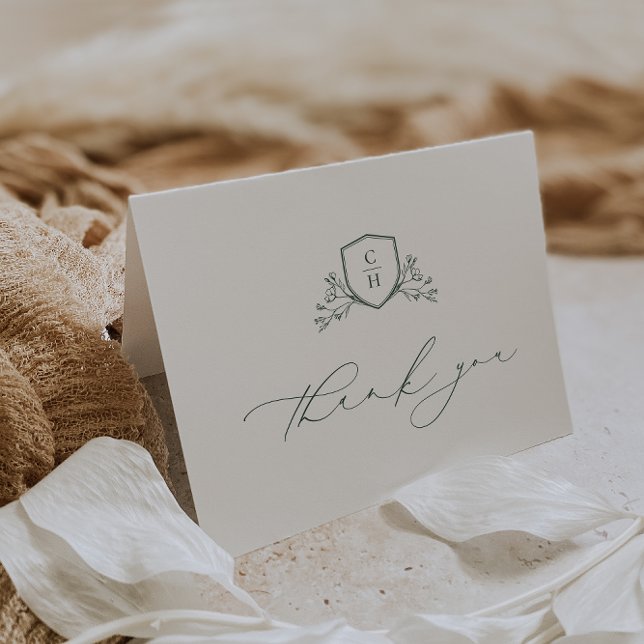 Cartão De Agradecimento Foto de Casamento BRUNSWICK CREST (Criador carregado)