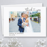 Cartão De Agradecimento Foto de casamento cardíaco com caligrafia moderna<br><div class="desc">Cartões de agradecimentos de Foto para Casamento Cardíaco,  Noiva e Horto,  Manuscrito e Minimalista Moderno</div>