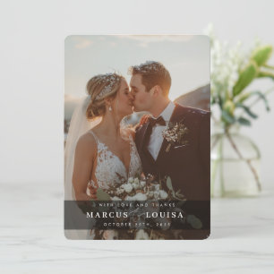 Cartão De Agradecimento FOTO DE CASAMENTO chic moderna elegante ampersand