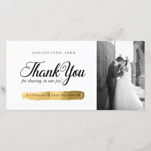 Cartão De Agradecimento Foto de casamento clássico Obrigado