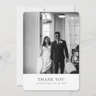 Cartão De Agradecimento Foto de Casamento Clássico Simples Arredondada