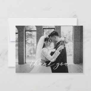 Cartão De Agradecimento Foto de casamento com letra elegante