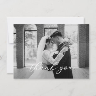 Cartão De Agradecimento Foto de casamento com letra elegante