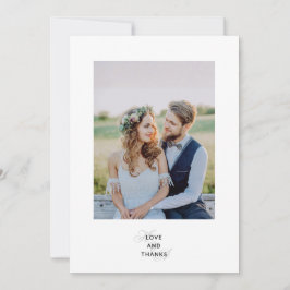 Cartão De Agradecimento Foto de casamento com monograma em letra cursiva e