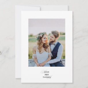 Cartão De Agradecimento Foto de casamento com monograma em letra cursiva e