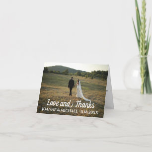 Cartão De Agradecimento Foto de casamento com roteiro manuscrito de amor e