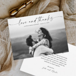 Cartão De Agradecimento Foto de Casamento com Roteiro Moderno Amor e Agrad