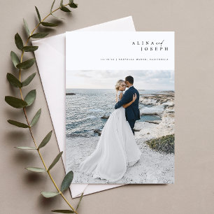 Cartão De Agradecimento Foto de Casamento com Roteiro Simples Minimalista