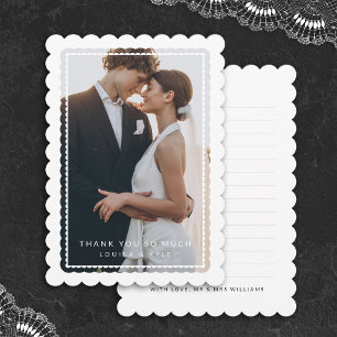 Cartão De Agradecimento Foto de Casamento com Três Recortes Brancos de Agr