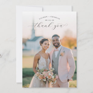 Cartão De Agradecimento Foto de casamento cor-de-rosa comovedora