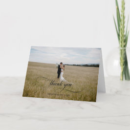 Cartão De Agradecimento Foto De Casamento Da Elegante Noiva Groom Calliogr
