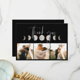 Cartão De Agradecimento Foto de Casamento da Fase da Lua Gilded