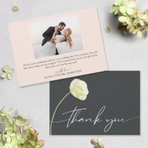Cartão De Agradecimento Foto De Casamento Da Flor De Água Chic