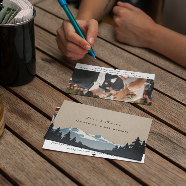 Cartão De Agradecimento Foto de Casamento da Floresta da Montanha Russa (Criador carregado)