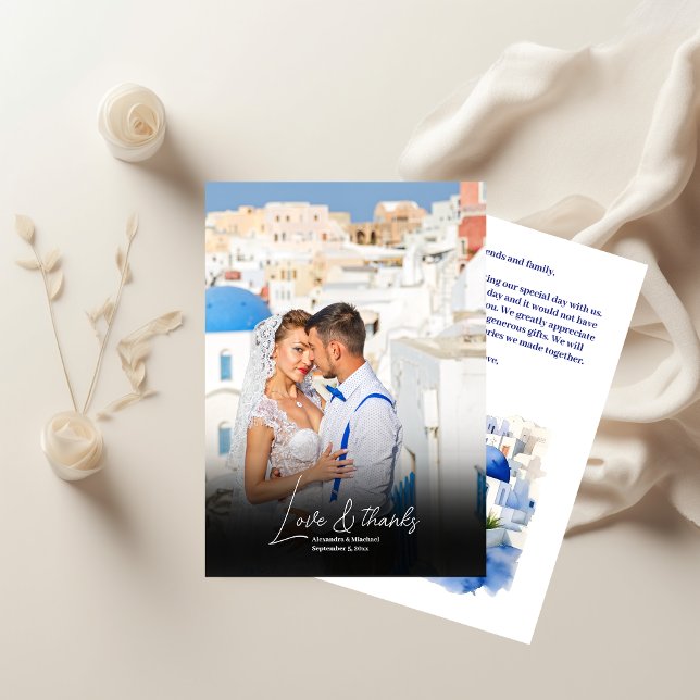 Cartão De Agradecimento Foto de casamento da Grécia de destino Santorini (Criador carregado)