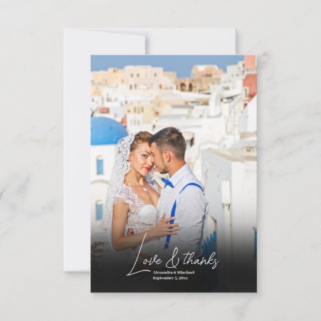 Cartão De Agradecimento Foto de casamento da Grécia de destino Santorini (Frente)