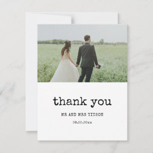 Cartão De Agradecimento Foto de casamento da máquina de escrever Vintage
