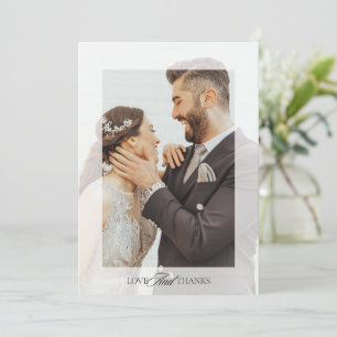 Cartão De Agradecimento Foto de casamento de amor e gratidão com fonte mod